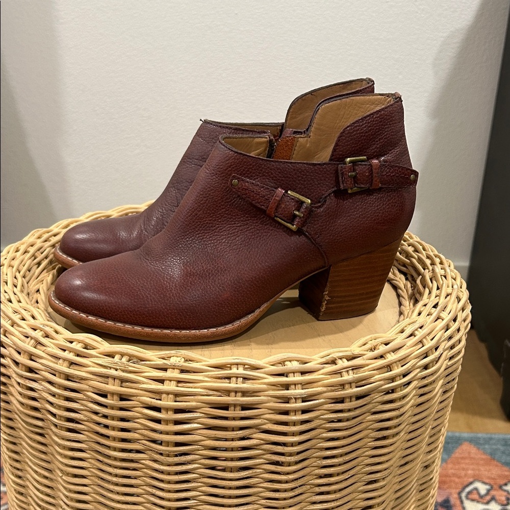 Chic Brown Ankle Booties with Buckle Detail